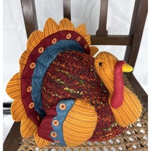Thanksgiving Holiday Plush Turkey Decor Orange Red‎ Blue 9" TJX Company